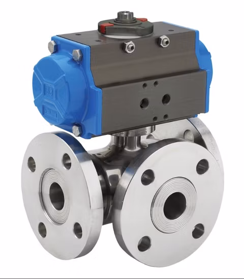 Электрический шаровой кран с фланцем из сплава нержавеющей стали и металлическим уплотнением, рассчитанный на температуру 350 градусов Цельсия.